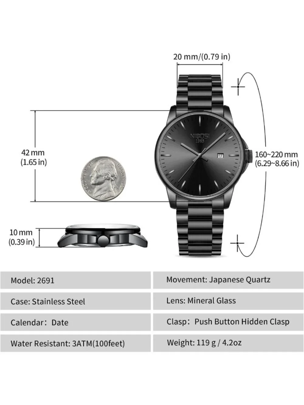 Stylish Men's Analog Quartz Watch - Waterproof Stainless Steel, Day & Date